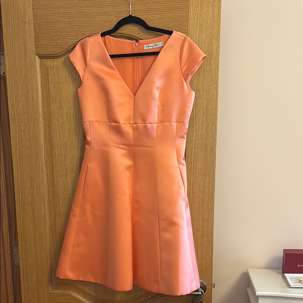 Christian Dior Orange Cap Sleeve Dress